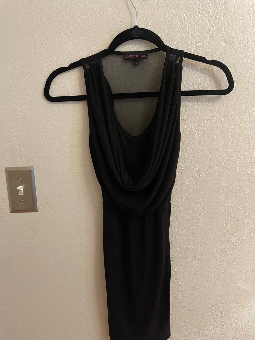 Material Girl Black Draped Cowl Dress